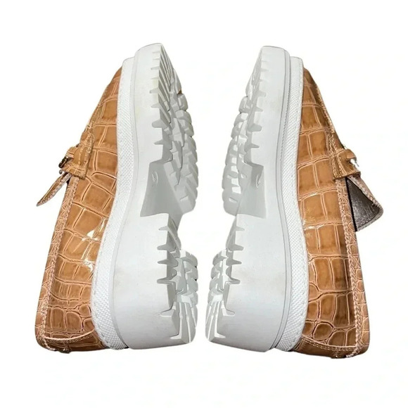 AGL Oriettta Bit Croc-Embossed Leather Platform Loafer in Caramel Size 36 - Picture 4 of 9